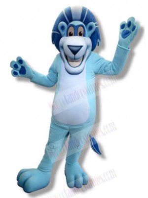 Cheerful Blue Lion Mascot Costume Animal