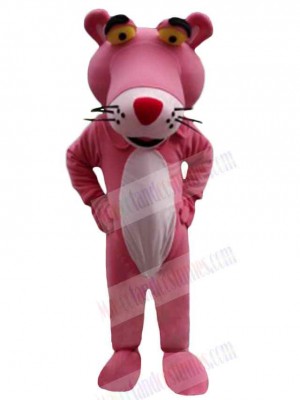 Cheerful Pink Panther Mascot Costume Animal