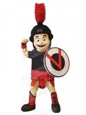 Spartan Knight with Red Armor Mascot Costume People