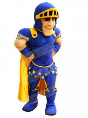 Knight with Blue Armor Mascot Costume People