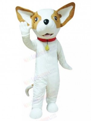 Brown and White Chihuahua Mascot Costume with Red Collar Animal