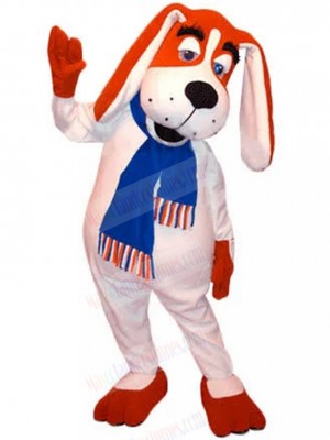 Long-Eared Red and White Dog Mascot Costume with Blue Scarf Animal