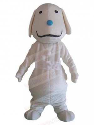 White Labrador Retriever Dog Mascot Costume with Blue Nose Animal