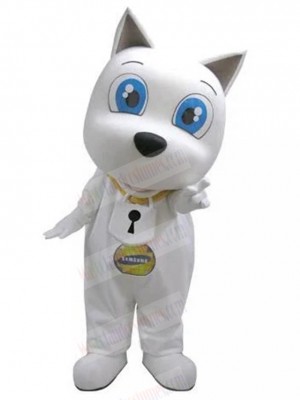 Cost-effective White Puppy Dog Mascot Costume With Blue Eyes Animal