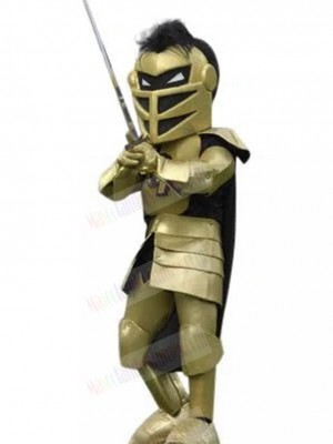 Spartan Knight with Golden Armor Mascot Costume People