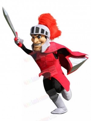 Spartan Knight with Red Suit Mascot Costume People
