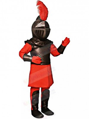 Roman Knight in Red Armor Mascot Costume People