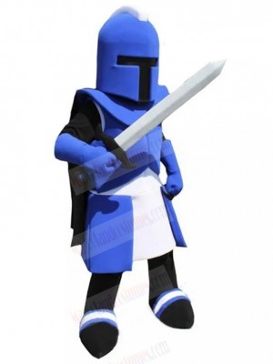 Blue Knight with Corinth Helmet Mascot Costume People