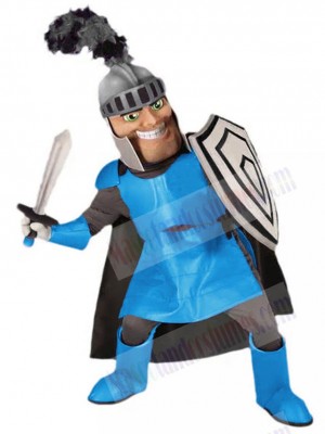 Knight in Columbia Blue Armor Mascot Costume People