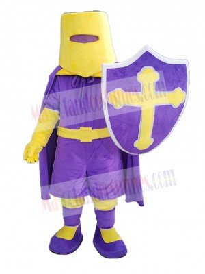 Purple and Yellow Knight Mascot Costume People