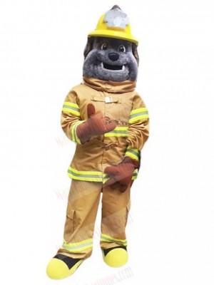 Smiling British Bulldog Fire Dog Mascot Costume