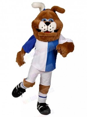 Friendly Brown British BullDog Mascot Costume with Jersey
