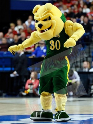 Fierce Bulldog Mascot Costume Animal in Green Jersey