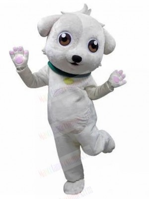 Sweet and Cute Cartoon White Dog Mascot Costume Animal