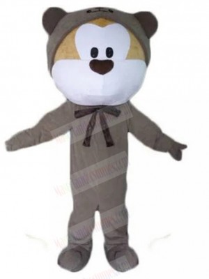 Cute White and Beige Dog Mascot Costume with Gray Bear Suit Animal