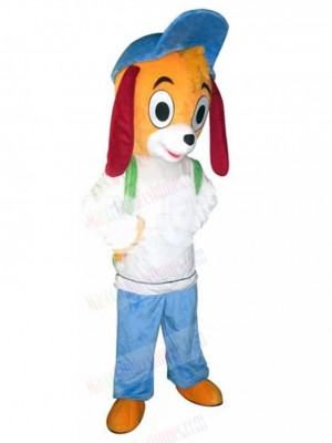 Vigorous Student Dog Mascot Costume with Blue Hat Animal