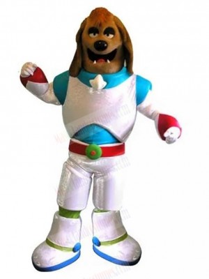 Brown Dog Mascot Costume Animal with White Spacesuit