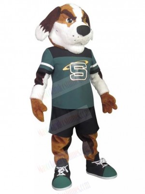 Frowning Sports Dog Mascot Costume Animal in Sports Suit