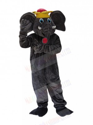 Grey Elephant Mascot Costume with Crown Animal