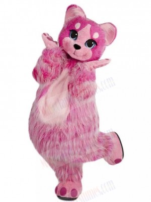 Hairy Dark Pink Cat Mascot Costume Animal