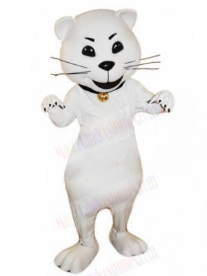 Playful White Cat Mascot Costume Animal