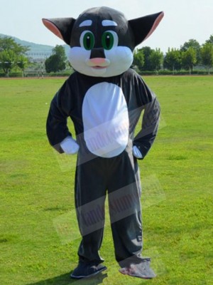 Grey and White Cat Mascot Costume with Pink Nose Animal