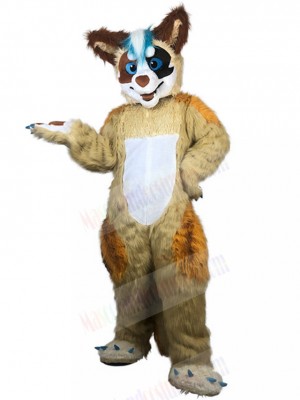 Exuberant Brown Fox Fursuit Mascot Costume with Orange Back Hair Animal