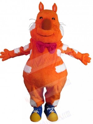 Delighted Orange Cat Mascot Costume with Bow Tie Animal