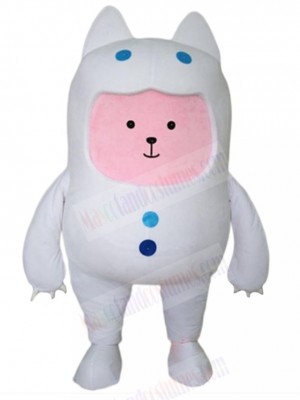 Pink Cat Mascot Costume with White Neko Suit Animal
