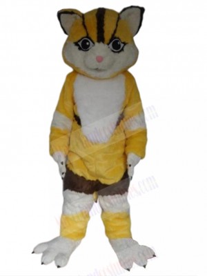 Smart Yellow and Brown Cat Mascot Costume Animal