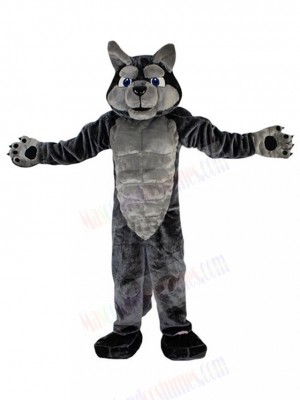 Muscled Grey Wolf Mascot Costume Animal