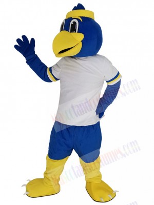 White Jersey Sport Blue Bird Mascot Costume Animal