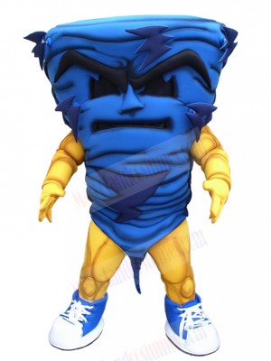 Horrible Blue Tornado Mascot Costume with Lightning