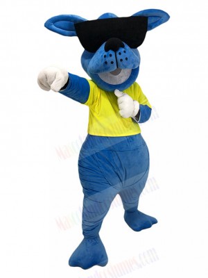Cool Blue Kangaroo Mascot Costume with Sunglasses Animal