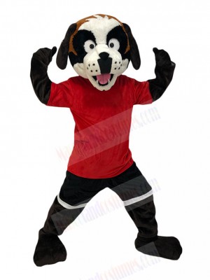 Kindly Saint Bernard Dog Mascot Costume with Red Shirt Animal