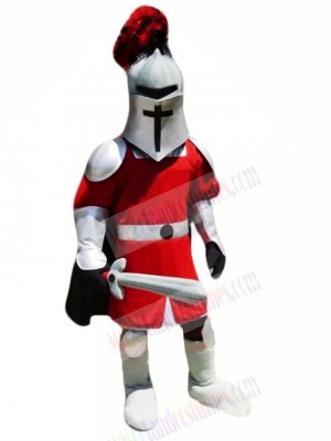 Knight with Red and Silver Coat Mascot Costume