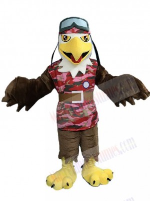 Brown Pilot Eagle in BDU Mascot Costume Animal