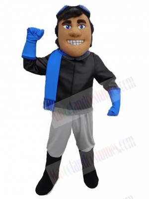 Aviator with Blue Scarf Mascot Costume People