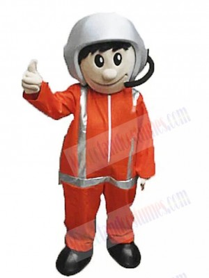 Cute Orange Pilot Boy Mascot Costume People