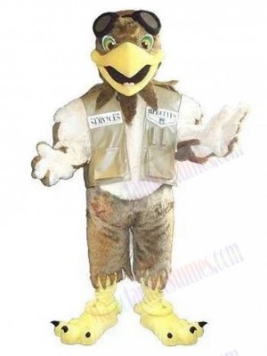 Brown and White Pilot Eagle Mascot Costume Animal