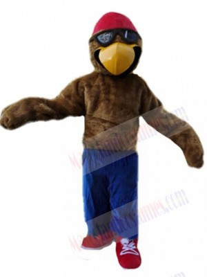 Pilot Eagle with Red Hat Mascot Costume Animal