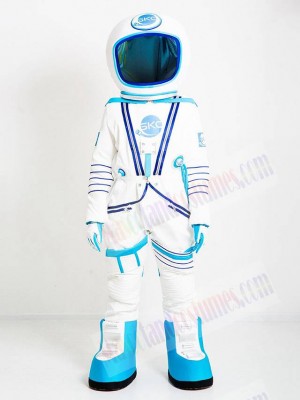 Astronaut Mascot Costume in White and Light Blue Spacesuit People