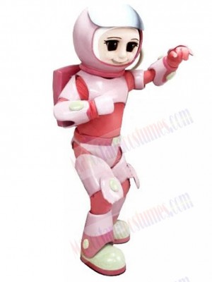 Astronaut Girl Mascot Costume in Pink Space Suit People