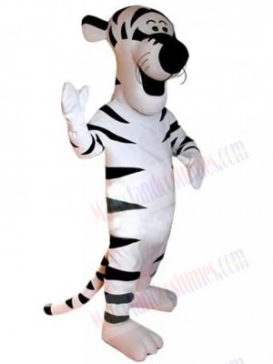 White and Black Tiger Mascot Costume Cartoon