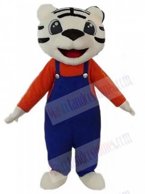 Smiling White Little Tiger Mascot Costume Animal