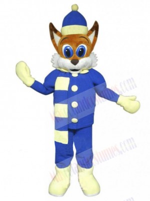 Blue Christmas Fox Elf Mascot Costume Cartoon
