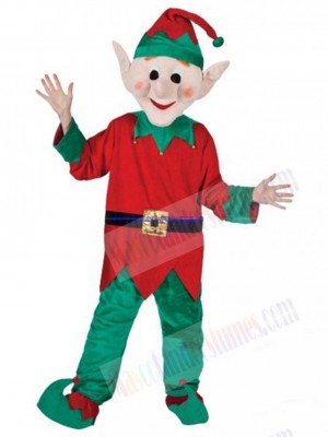 Red and Green Elf Mascot Costume Cartoon