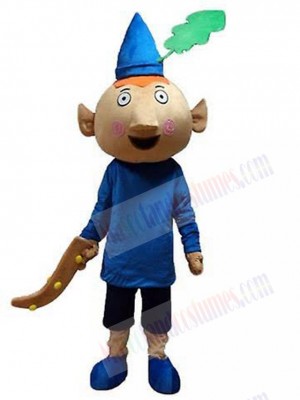 Leprechaun Mascot Costume Cartoon with Blue Hat