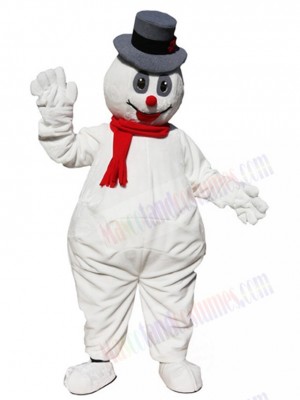 Christmas Snowman Mascot Costume Cartoon with Grey Hat