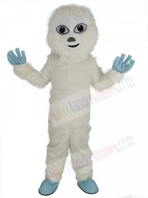 Cute White Yeti Snowman Mascot Costume Cartoon